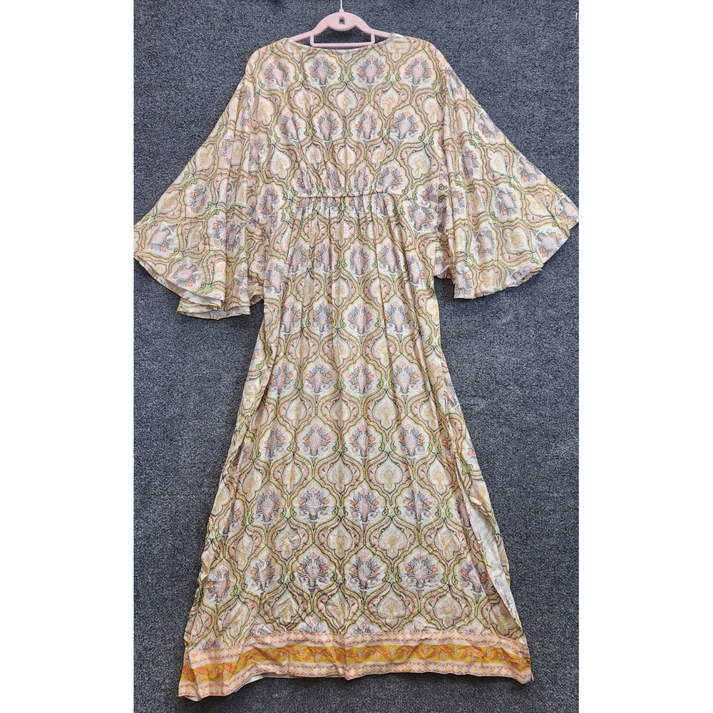 NWT World Market Womens Paisley Boho Hippie Festival Bell Sleeve Maxi Dress S/M - Picture 10 of 11